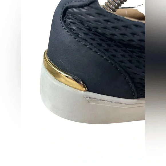 Aldo  Paise Black/White/Gold Leather Velcro Sneakers Size 8.5 - Picture 11 of 11